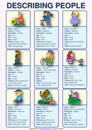 Describing People ESL Printable Worksheets and Exercises